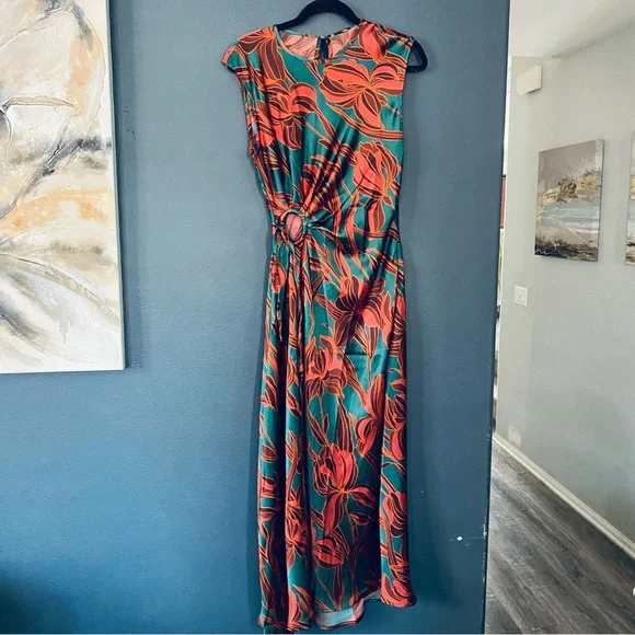 House of Harlow 1960 Dresses | House of Harlow Womens Maxi Tropics Leaves Dress Green Orange Nwt Medium | Color: Green/Orange | Size: M | Pm-63447414'